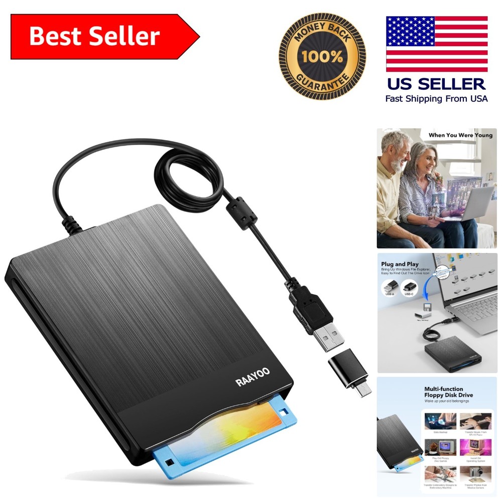 3.5-Inch USB Floppy Disk Reader: Portable Drive for Windows Compatibility