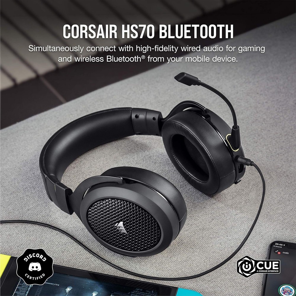 Corsair HS70 BLUETOOTH Wired Gaming Headset with Bluetooth, Carbon