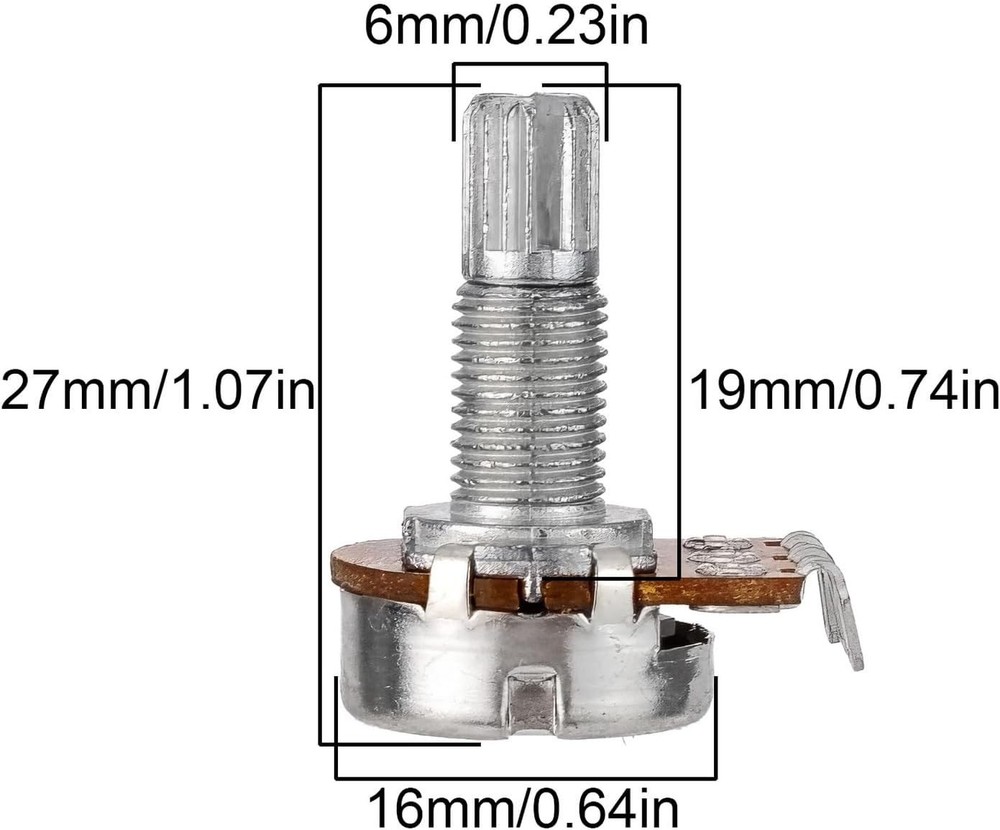 Metal A100K Mini Potentiometer with Split Shaft - Smooth Volume & Tone Control