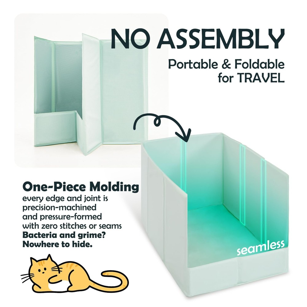 MEEXPAWS Foldable Cat Litter Box Enclosure Splash Guard Waterproof Pee Shield Wa