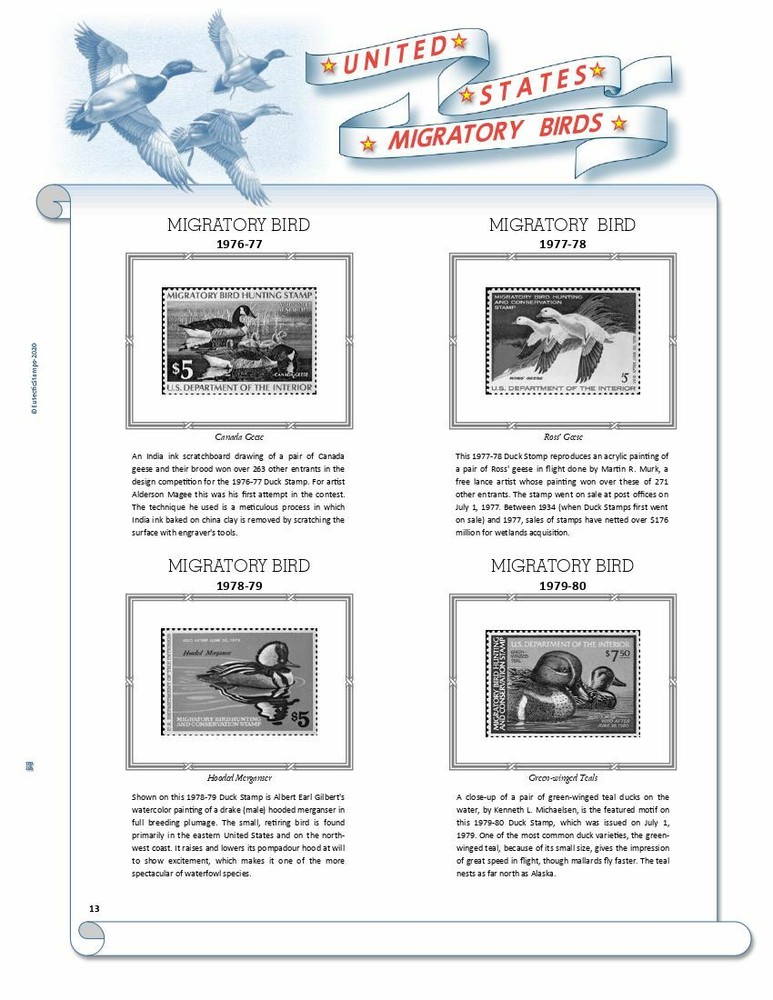 U.S. Federal Duck Stamps Supplement 1934 - 2024 (White Ace Alternative) (No Jr.)