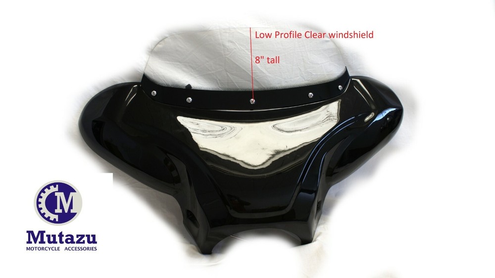 Low Profile Clear 8" Windshield for Mutazu 38" Universal Batwing Fairing