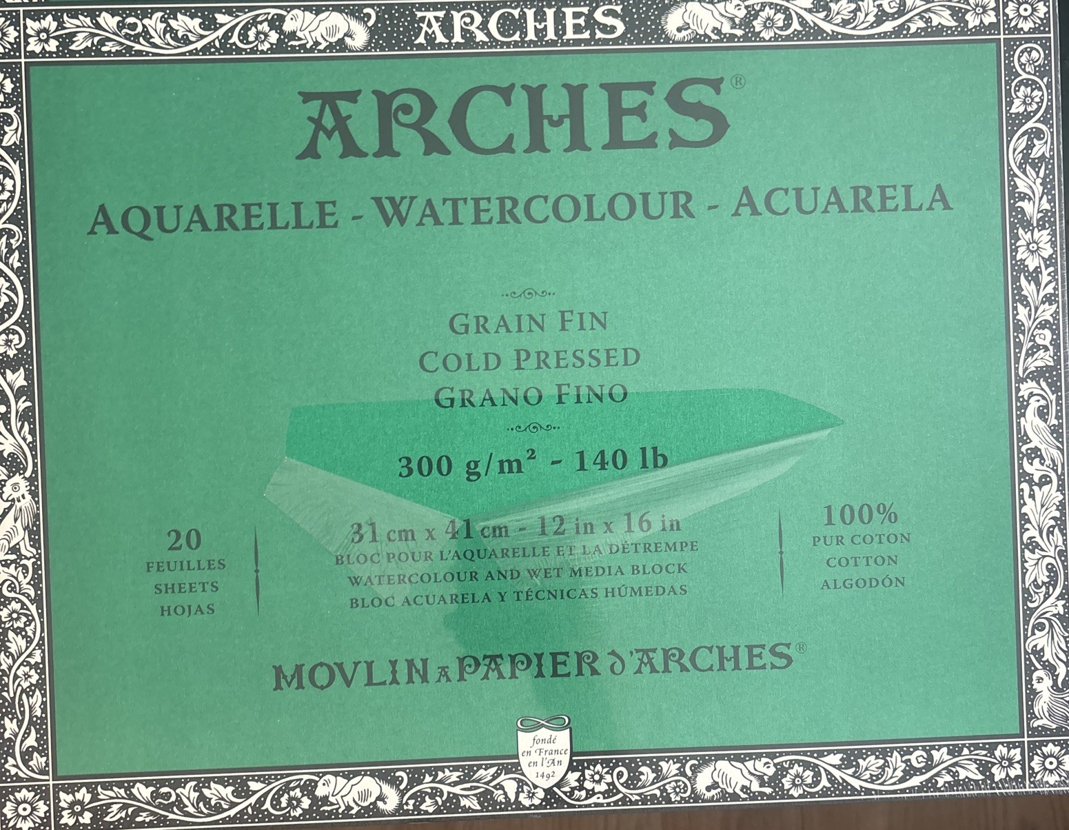 Aqvarelle Arches Watercolor Paper Block Cold Press, 12X16 Lot Of 4 C162