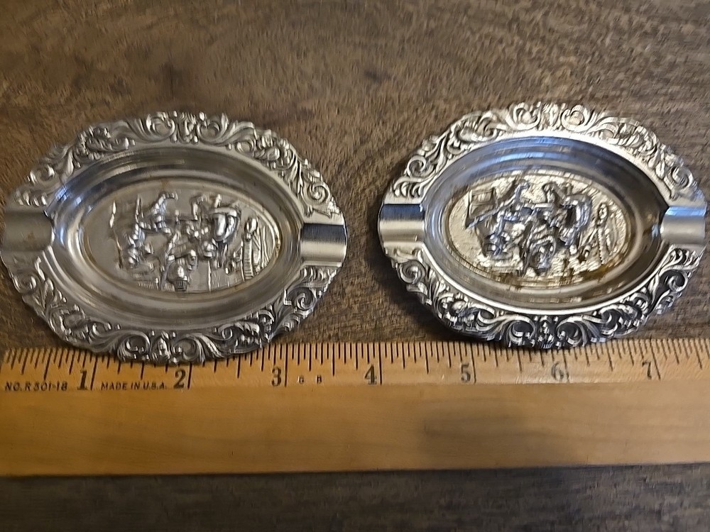 2 Small Vintage Silver Plated Ashtrays See All Pics And Description