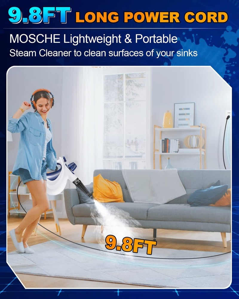 Handheld Pressurized Steam Cleaner with 11-Piece Accessory Set, Multi-Surface...
