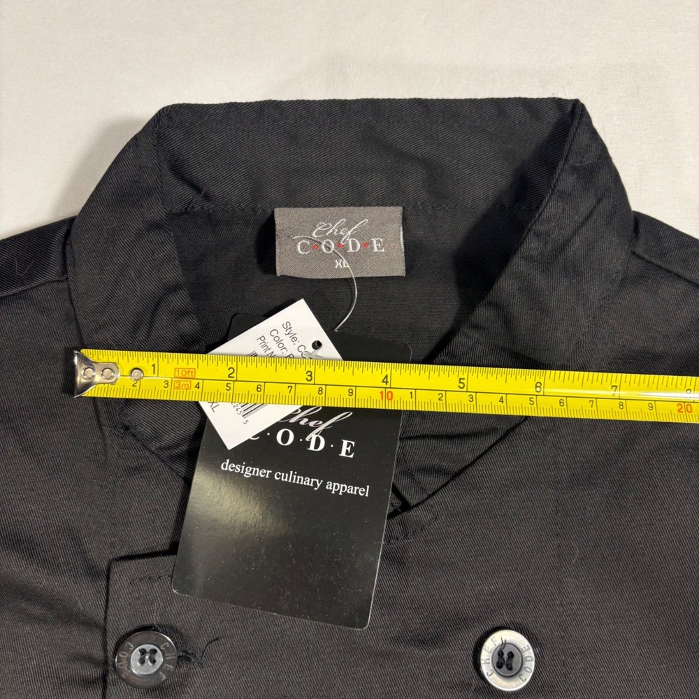 Chef Code Chef Coat Culinary Jacket Short Sleeve Black Workwear XL