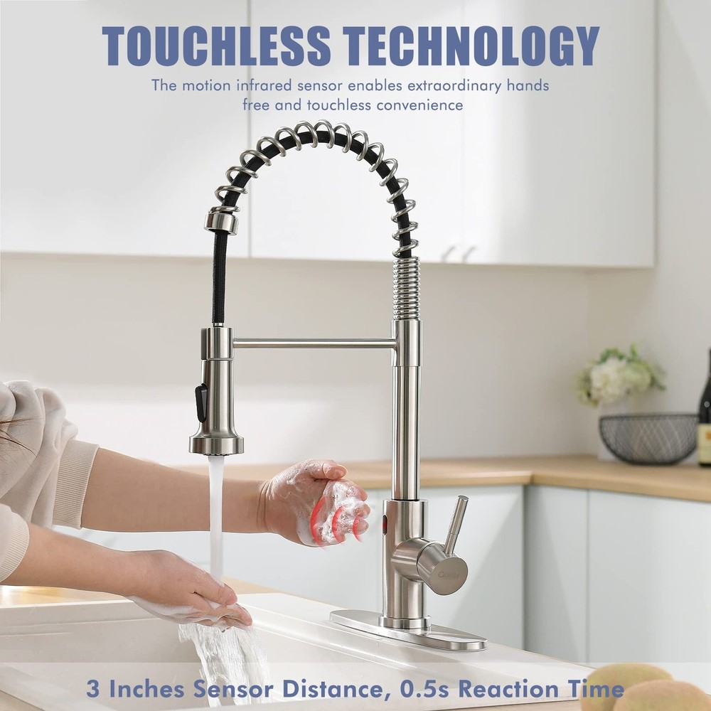 Touchless Kitchen Faucet with Pull Down Sprayer, Motion Sensor Smart Hands-Fr...