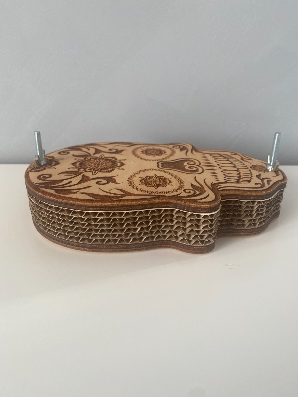 New Handmade Wooden Flower Press Skull Design | Botanical Leaf Herb Press