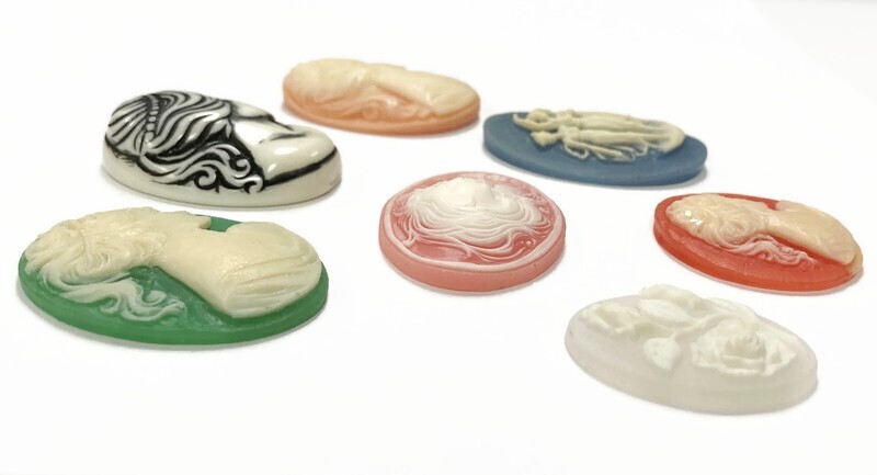15 Vintage Acrylic Cameos (Hong Kong, Japan, West German) DIY Jewelry Making C81