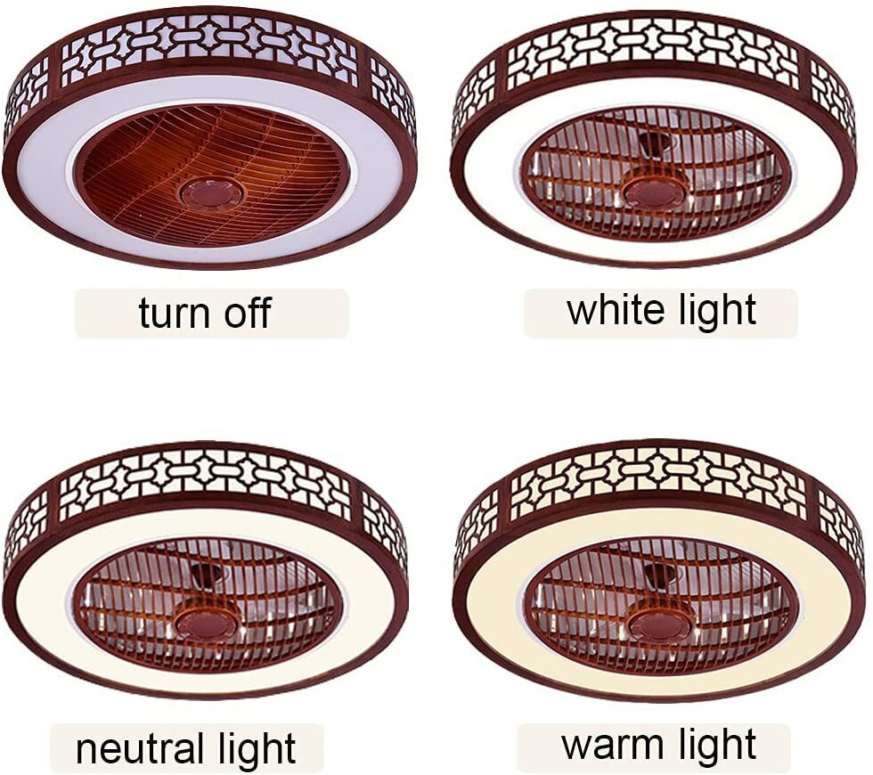 22''LED Light Flush Mount Chandelier Lamp Modern Ceiling Fan + Remote Control