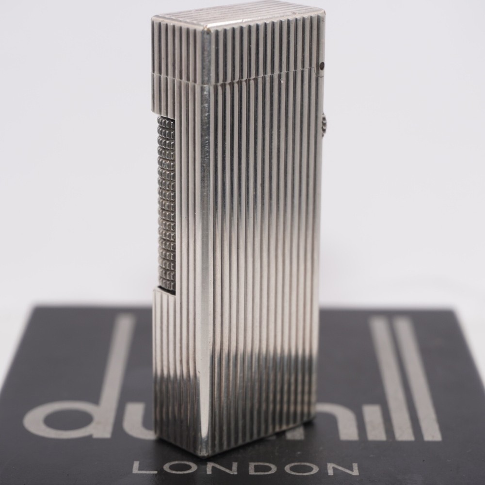 Dunhill Lighter Silver Stripe Pattern-Ultrasonically cleaned_Working