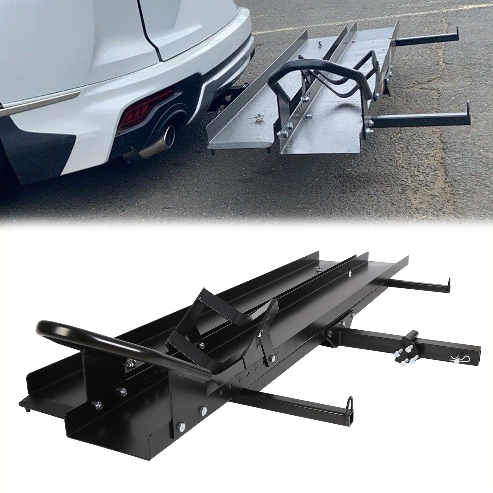 Motorcycle Carrier Scooter Dirt Bike Hitch Mount 600LBS Rack Ramp Hauler