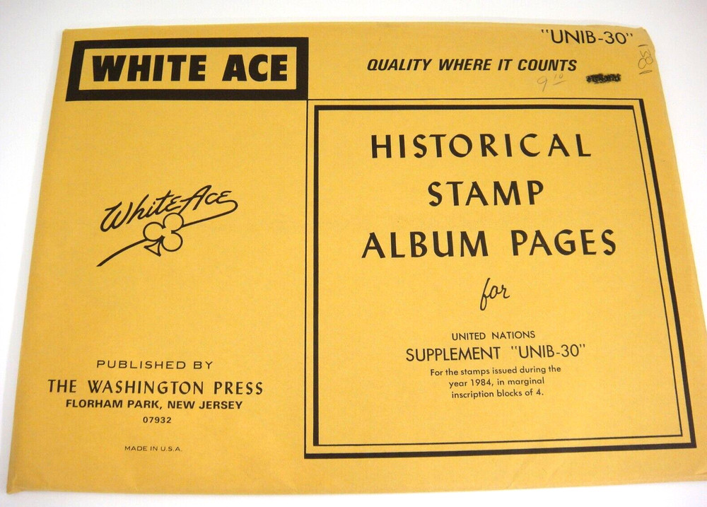 White Ace 1984 United Nations Inscription Blocks Supplement UNIB-30 NOS