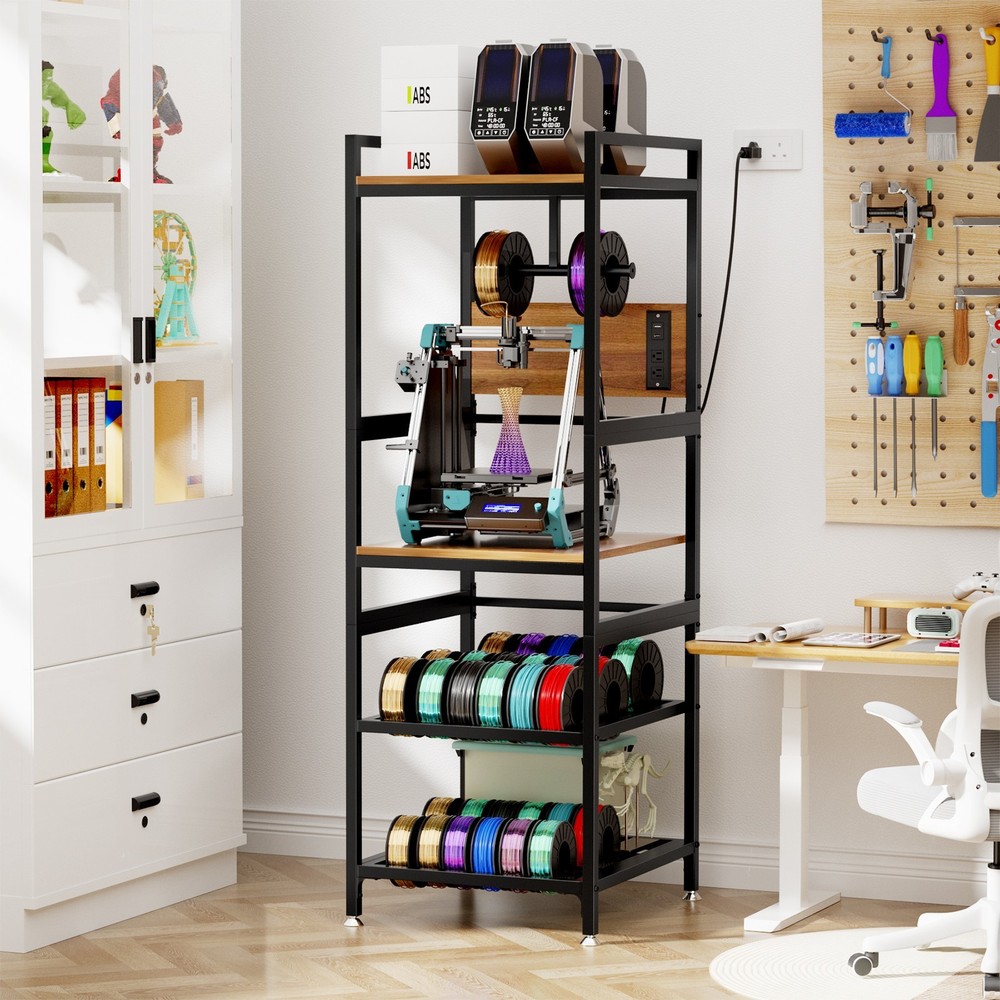 Heavy-Duty 3D Printer Stand with Filament Storage & Power Panel