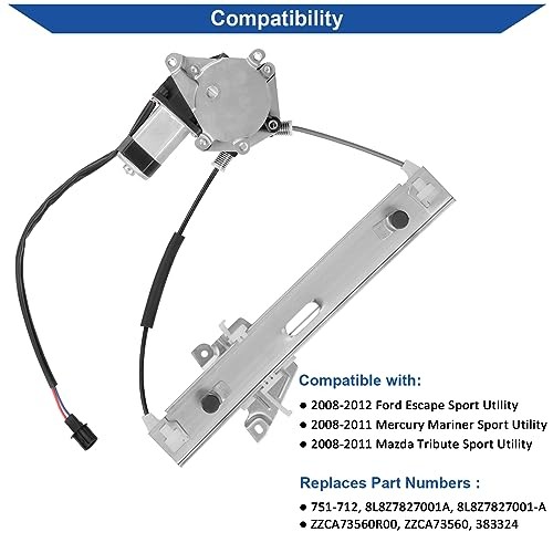751-712 Power Window Regulator with Motor Compatible with Rear Left Driver Side