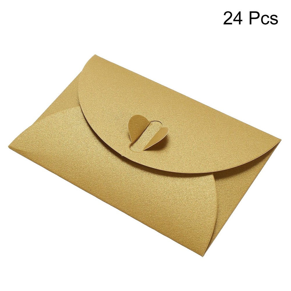24Pcs Mini Envelopes, Heart Clasp Tiny Items Cute Present Card Holder, Golden