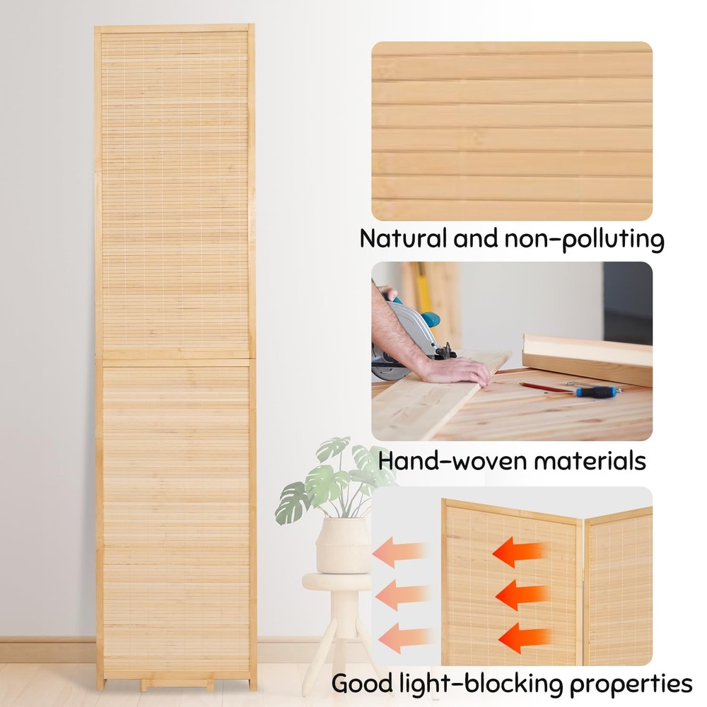 Bamboo Folding Room Divider Privacy Screen 4 Panel