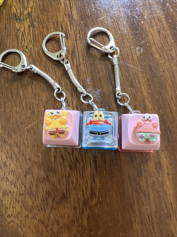 3  Clacky Keyboard Fidget Keychains / SpongeBob characters