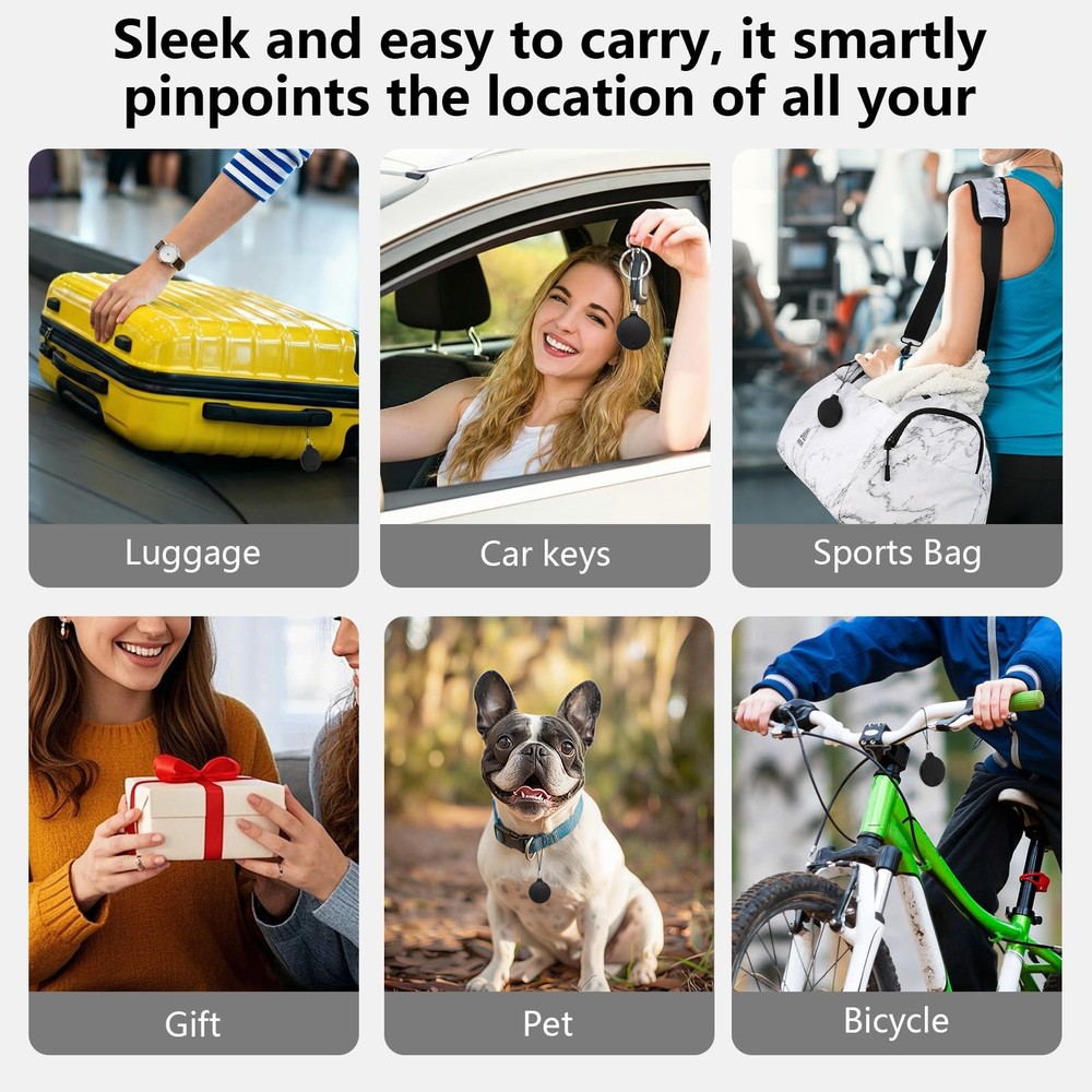 Tracker Tags 4 Pack Apple MFi Certified Bluetooth 5.4 Tracker with Replaceabl...