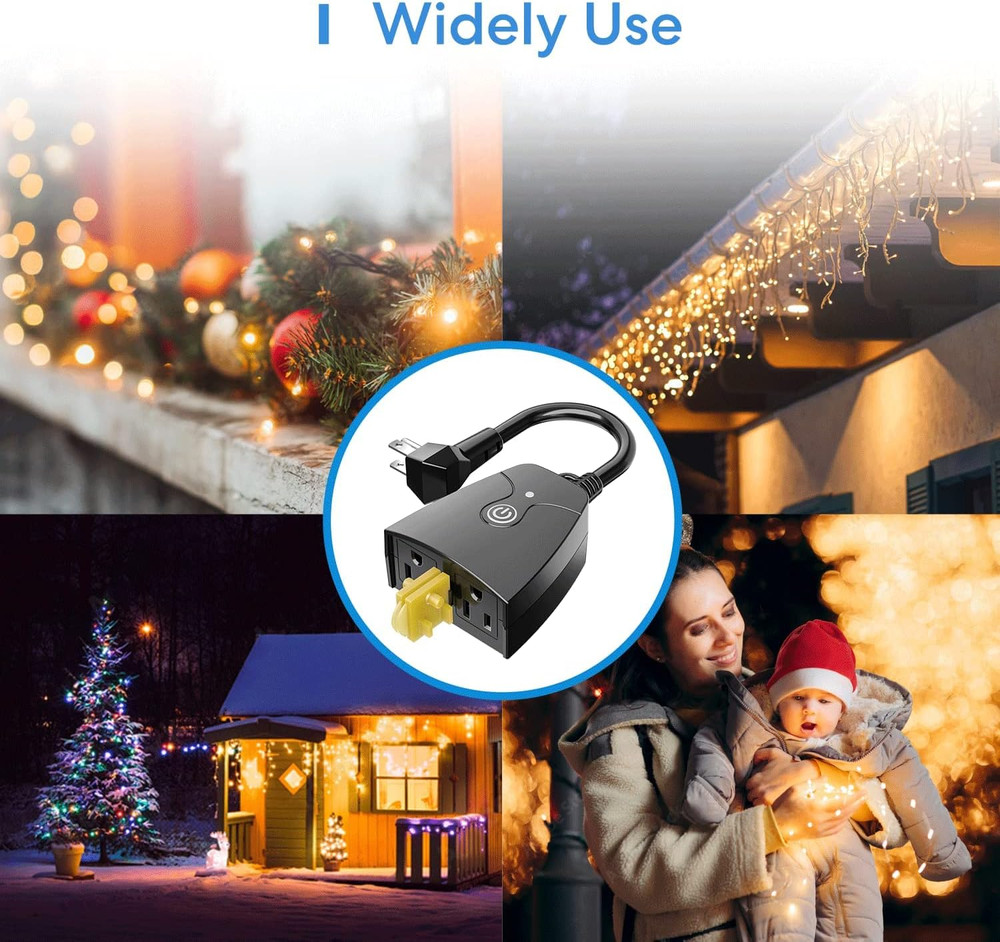 Outdoor Smart Plug Compatible with Apple Homekit, Siri, Alexa, Google Assistant