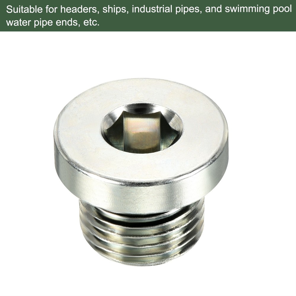 2 Pcs M16 x 1.5 Male Thread Internal Hex Head Socket Pipe Fitting Plug (Silver)
