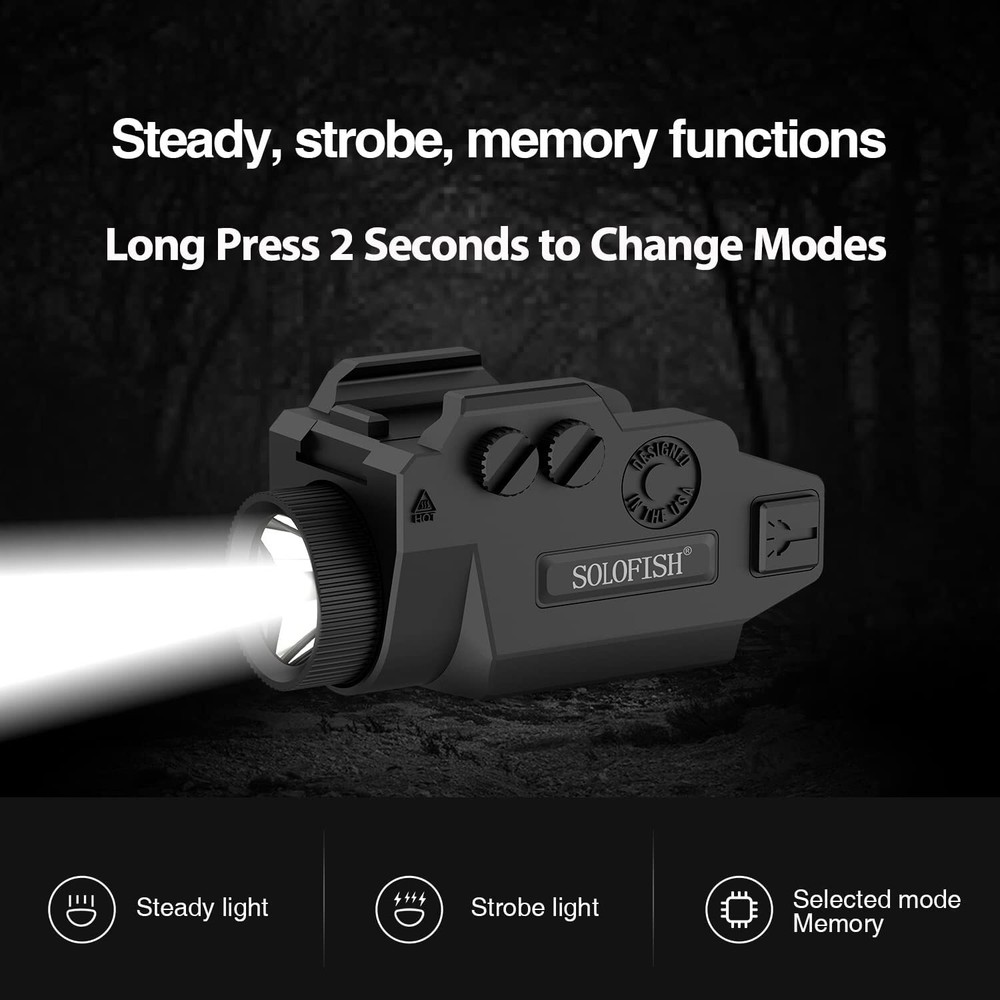 Tactical Flashlight Strobe Guns Light for Picatinny Rail Mounted Pistol Light