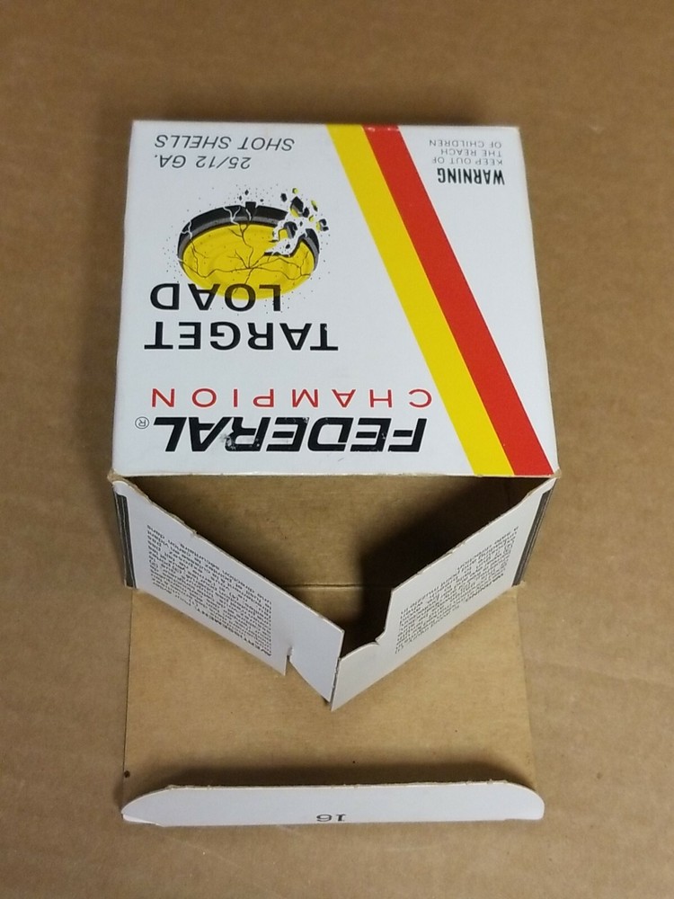 FEDERAL 12 GAUGE CHAMPION TARGET LOAD EMPTY AMMO BOX