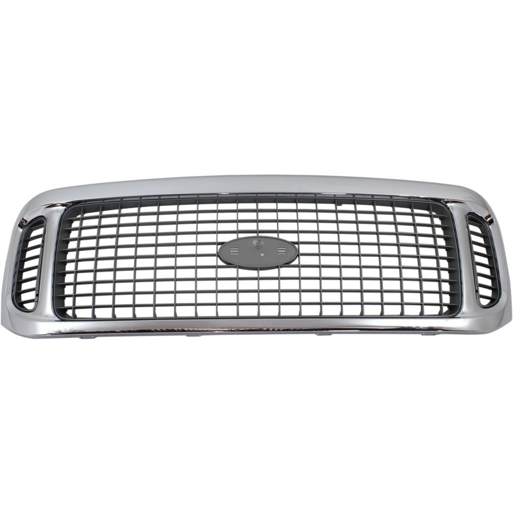 Grille For 2002-2004 Ford Excursion Chrome Shell w/ Gray Insert Plastic
