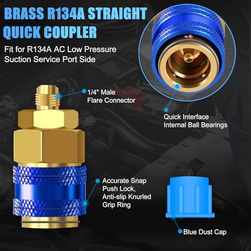 AC Charge Hose with Gauge for R134A, Car HVAC Refrigerant Recharge Kit, Home