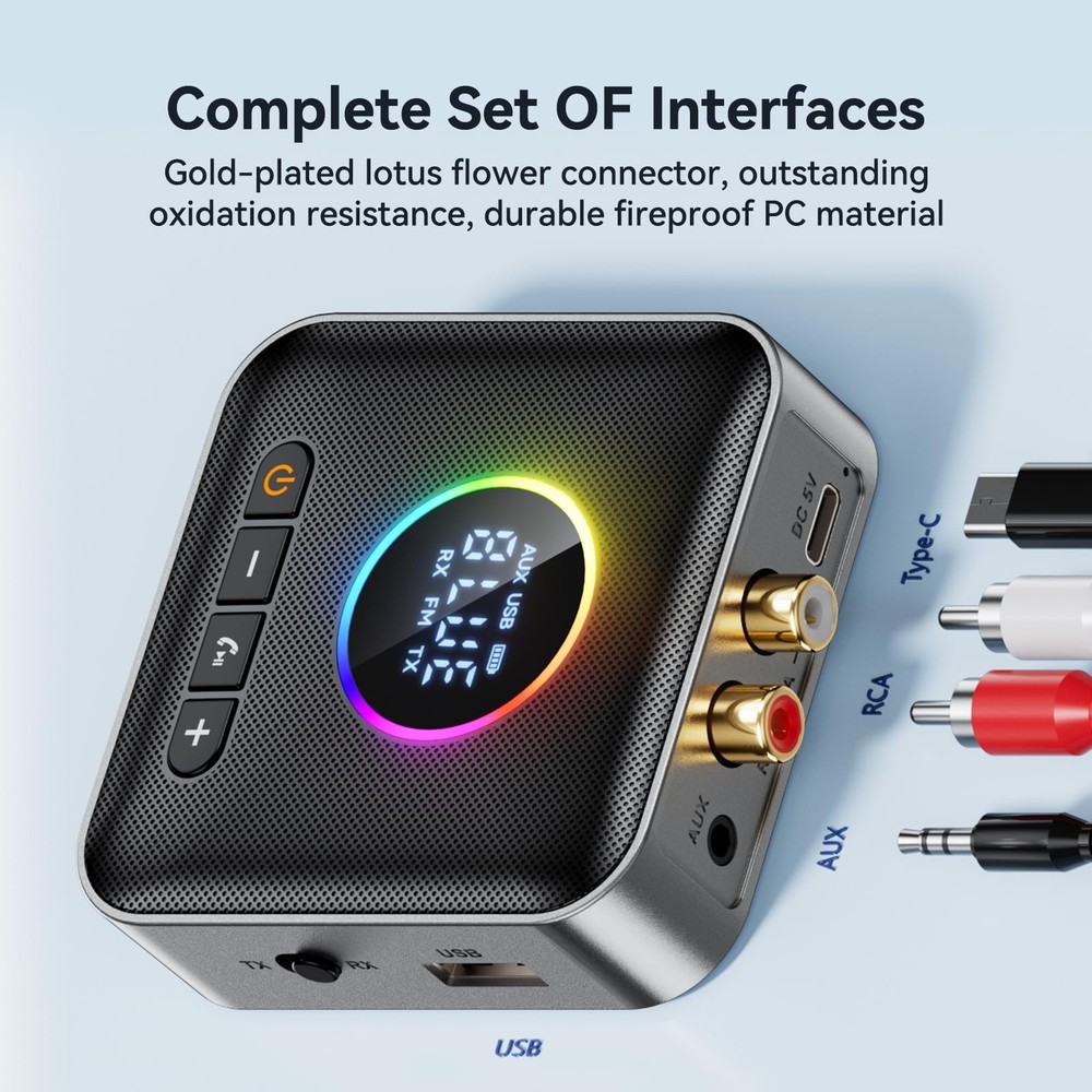 M10 RGB Upgraded Bluetooth 5.4 Audio Receiver Transmitter for TV Home Stereo/...