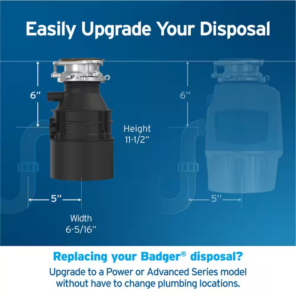 Badger 5, 1/2 HP Continuous Feed Kitchen Garbage Disposal, Badger Series