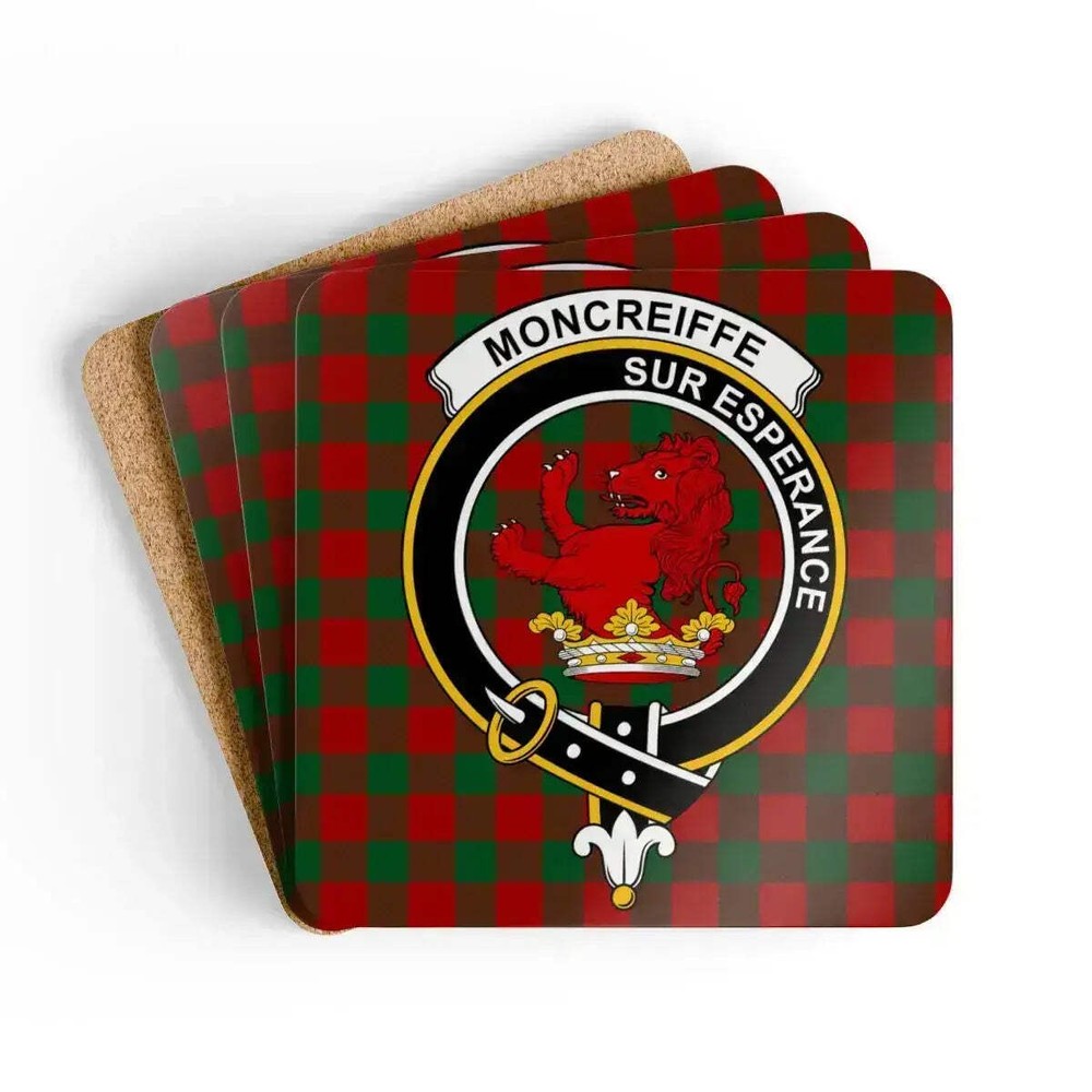 Moncreiffe Clan Crest Scottish Tartan Coaster Set
