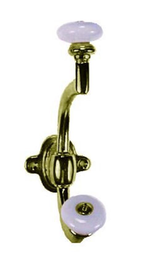 Coat Hook Front Mount Antique Brass With White Ceramic Knobs H23-P2351AB