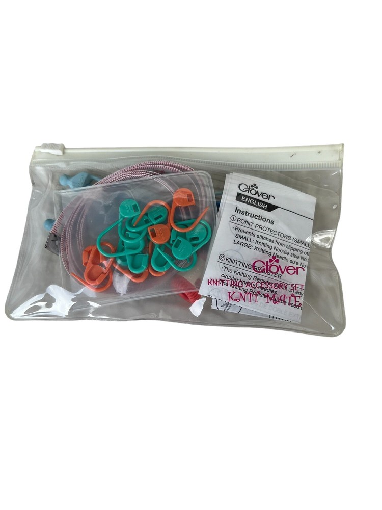 NEW,CLOVER KNITTING ACCESSORY SET IN A COMPACT CASE PERFECT FOR BEGINNERS. *Read