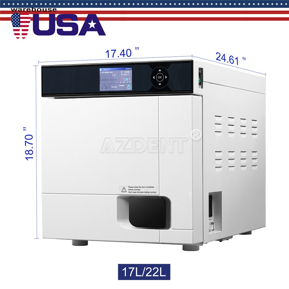 17L Autoclave Dental Steam Sterilizer LCD with Built-in Printer Dry Function