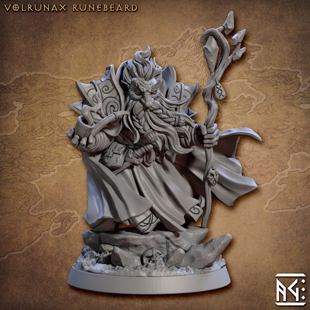 Volrunax Runebeard Dwarf Wizard Sorcerer Miniature | D&D DnD |