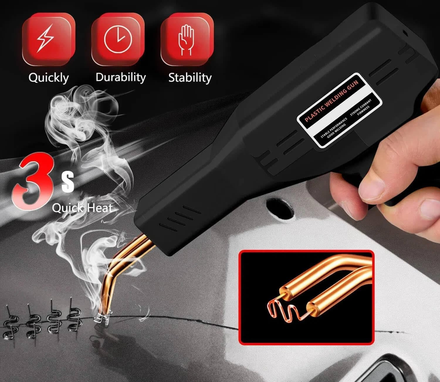 Plastic Welder Kit Soldering Tool Car Bumper Repair Welding Gun 800 Staples Case