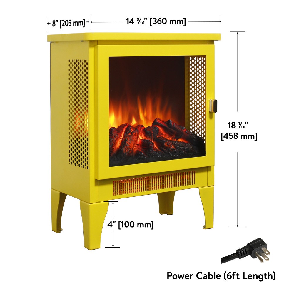 Freestanding Electric Fireplace Heater with 3D Flame Effect