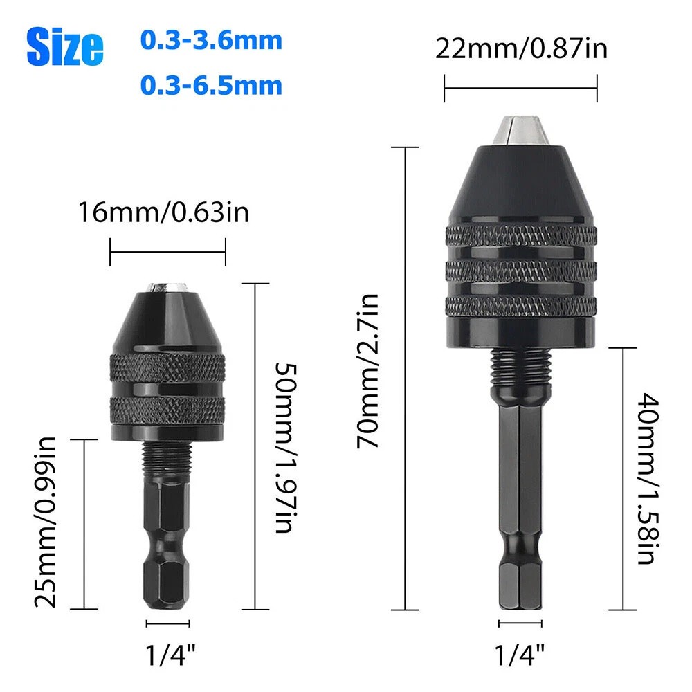 4x 1/4"Hex Shank Keyless Chuck Adapter Drill Bit Quick Change Driver Converter
