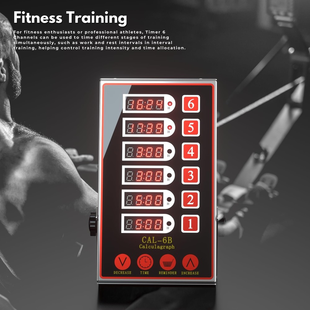 Commercial Kitchen Timer with 6 Channels, Professional LED Digital Timer for ...