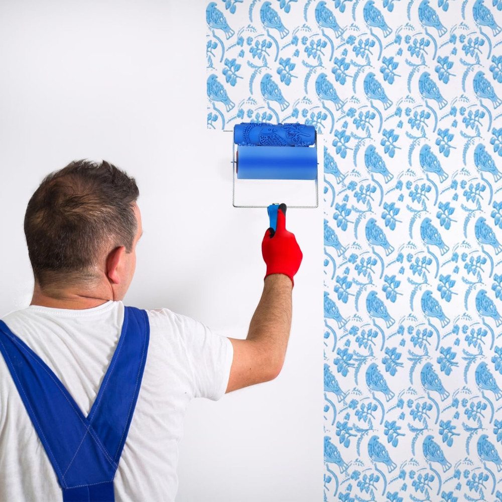 7'' Decorative Rubber Paint Roller with Design Patterns for DIY Wall...