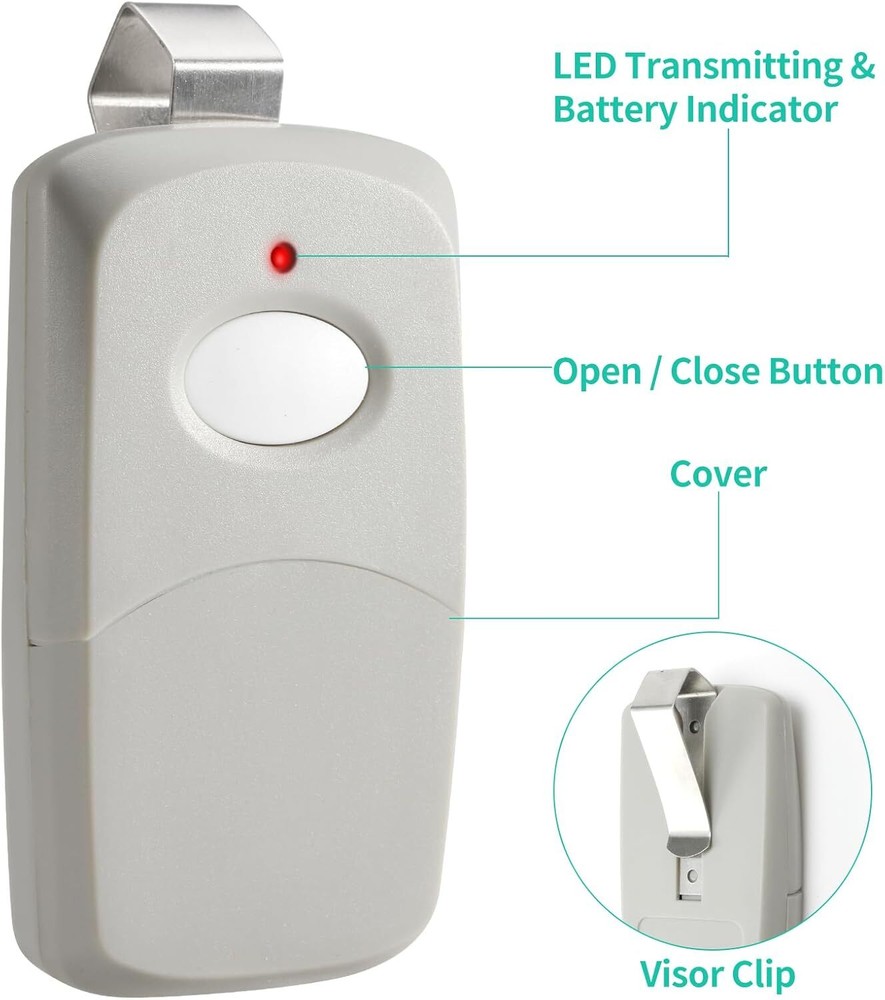 2x Garage Door Opener 1-Button Remote Grey for Linear Multi-Code 3089 308911