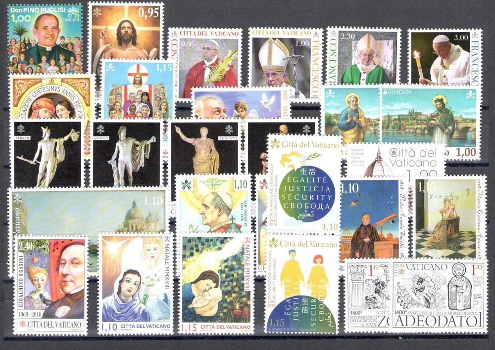 2018 Vatican, 28 values + 4 sheets + 1 booklet + 4 minifolds