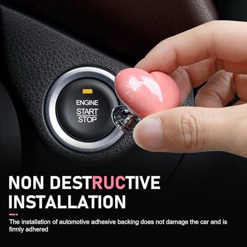 Car Push Start Button, Ceramics Push to Start Engine Ignition 1 PC Pink #01