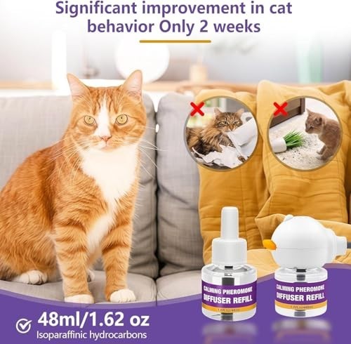Calming Pheromone Diffuser Kit for Cats - Stress Relief, Reduces Fighting & Scra
