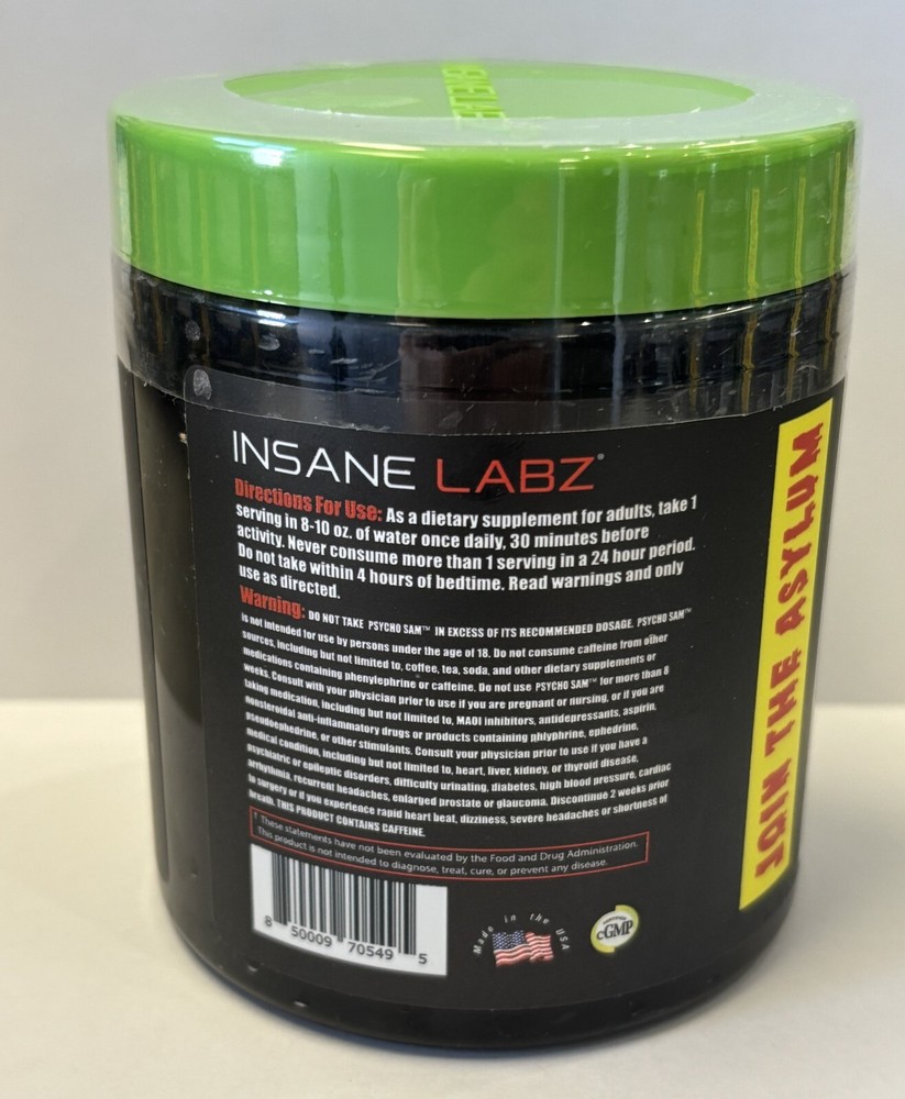 Psycho Sam Pre Workout Watermelon 30 servings Insane Labz