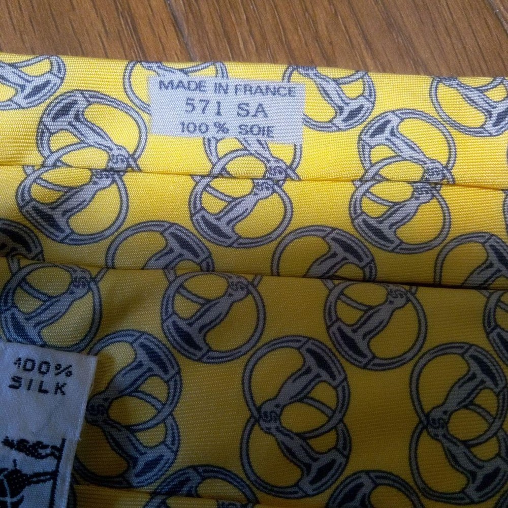 Hermes Pretzel Pattern Tie Yellow