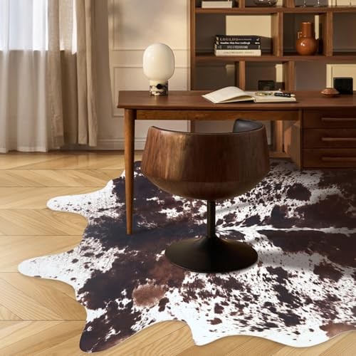 Cow Hide Rug 4.6x5.2 ft Cowhide Rugs for M ( 4.6X5.2 ft ) Reddish Brown Cowhide