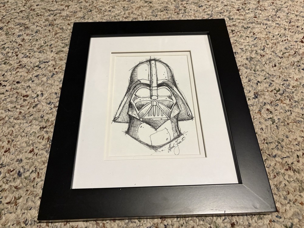Darth Vader Pen & Ink Print With Frame