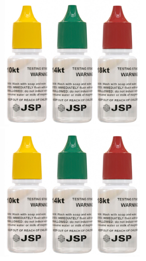 6 Bottles Gold Testing Kit 10k 14k 18k Solution Acids Test Authenticity Detector
